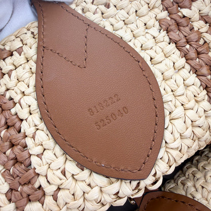 Gucci raffia tote authenticity leather patch with serial number stamp