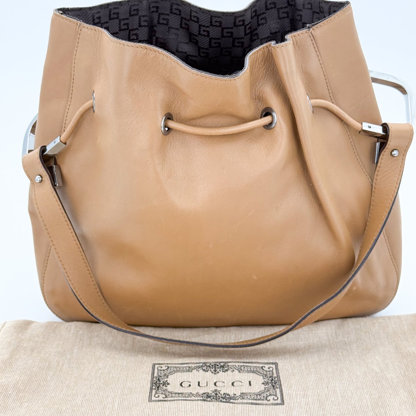 Gucci Tan Leather Bucket Bag