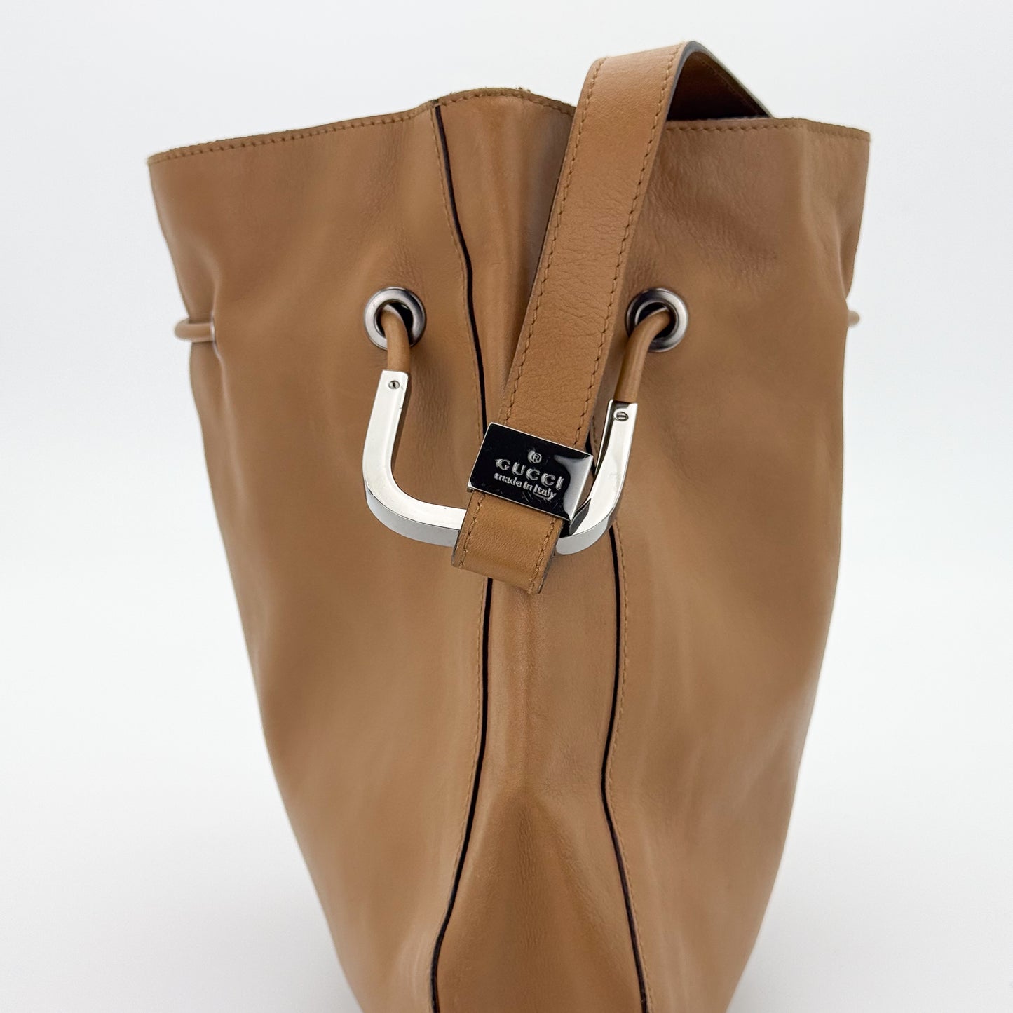 Gucci Tan Leather Bucket Bag