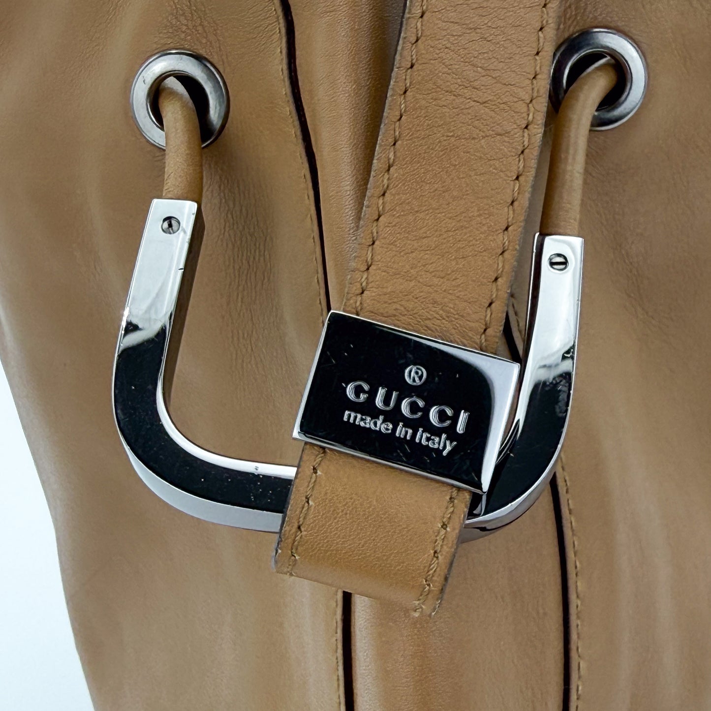Gucci Tan Leather Bucket Bag