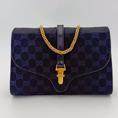 Gucci-Vintage-Statin-Jacquard-Preloved-Luxury-Handbag-London-Front.