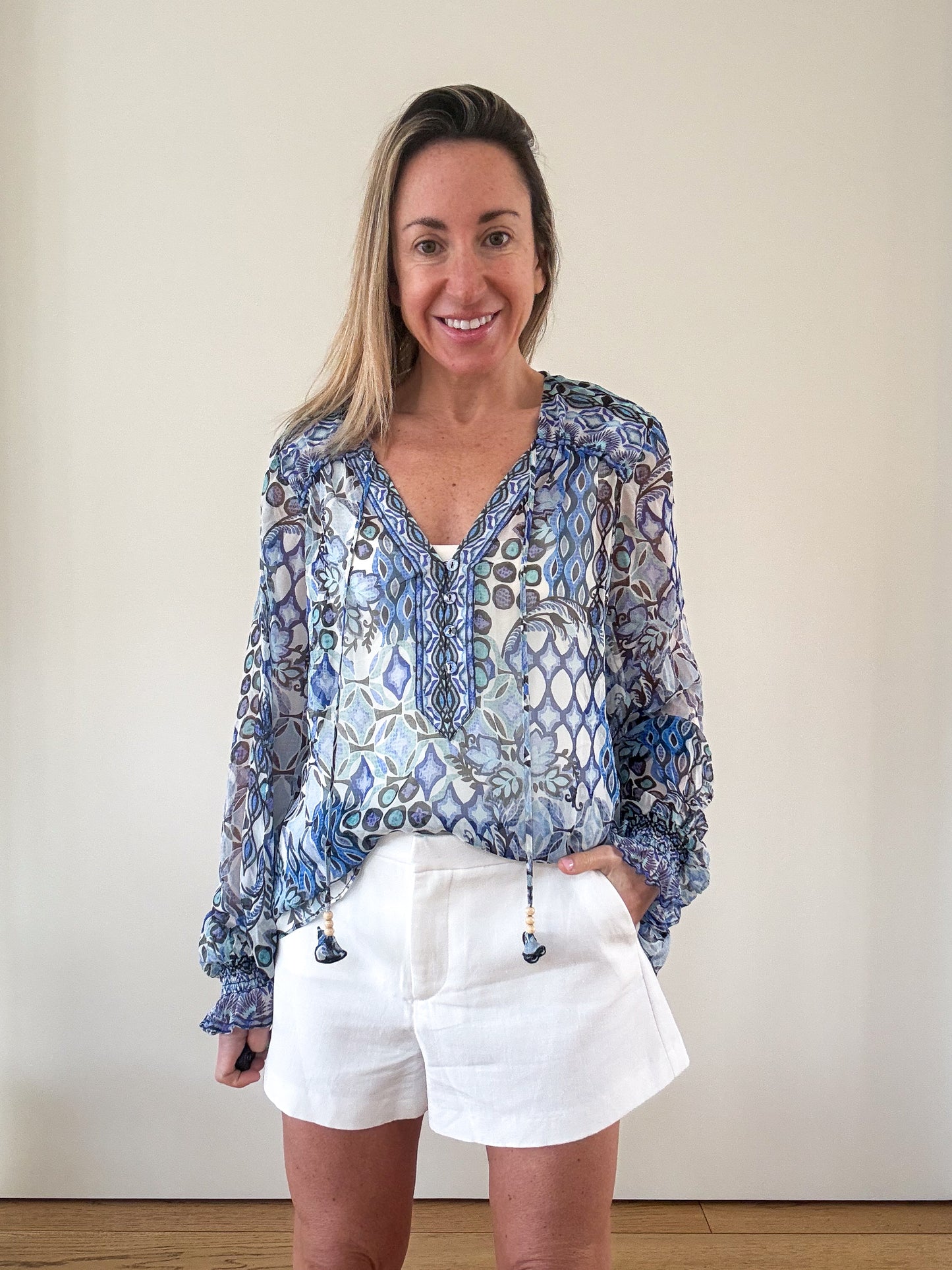 Hale Bob Silk Printed Blouse - Size L