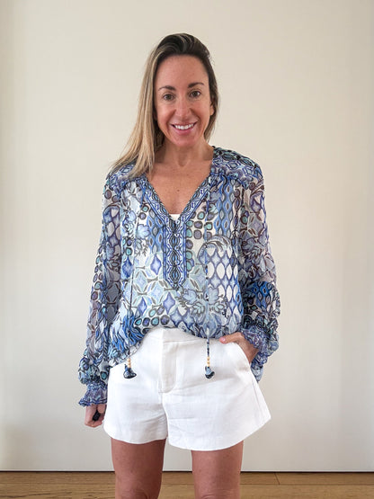 Hale Bob Silk Printed Blouse - Size L