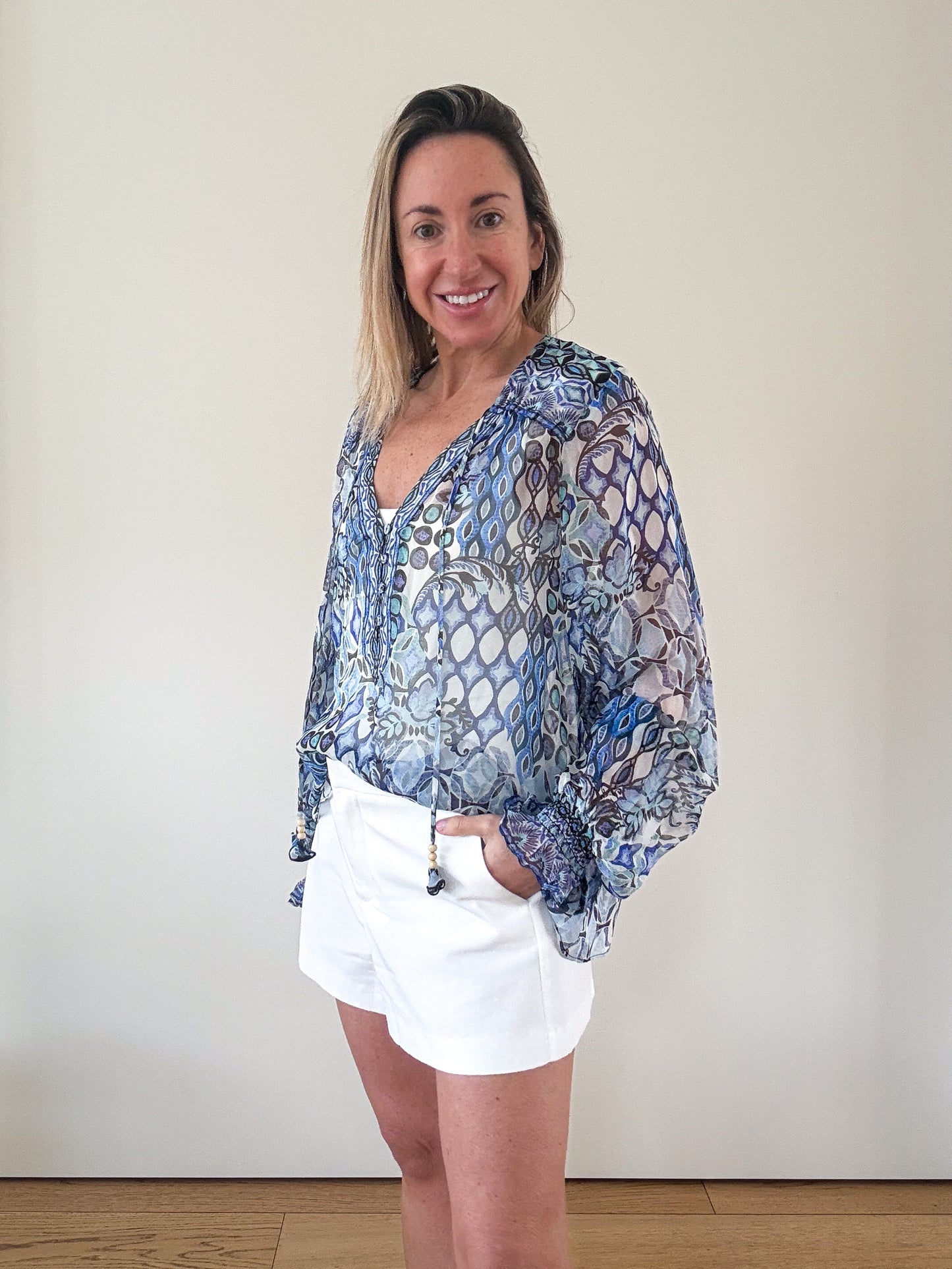Hale Bob Silk Printed Blouse - Size L
