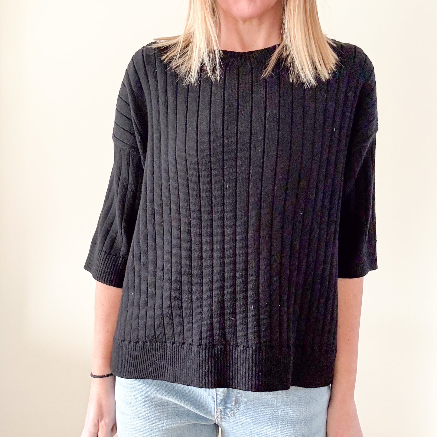 Hana San Black Ribbed Sweater - Size L