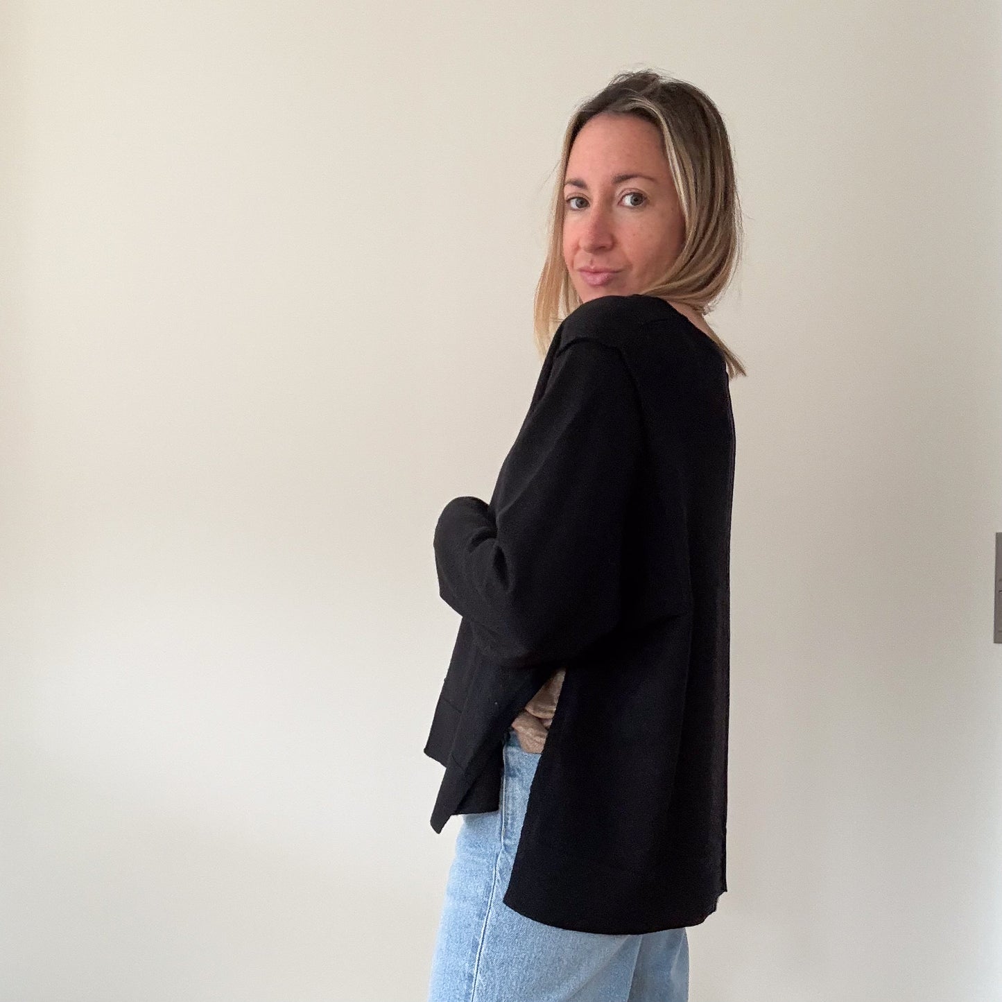 Hana San Classic Black Fine Knit Jumper - Size 12