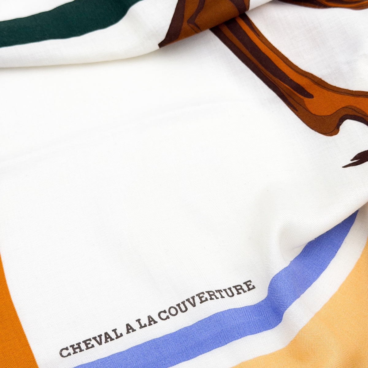 Hermès shawl, "Cheval a la Couverture" title detail
