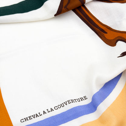 Hermès shawl, "Cheval a la Couverture" title detail