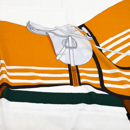 Hermès shawl, close-up of horse and saddle print