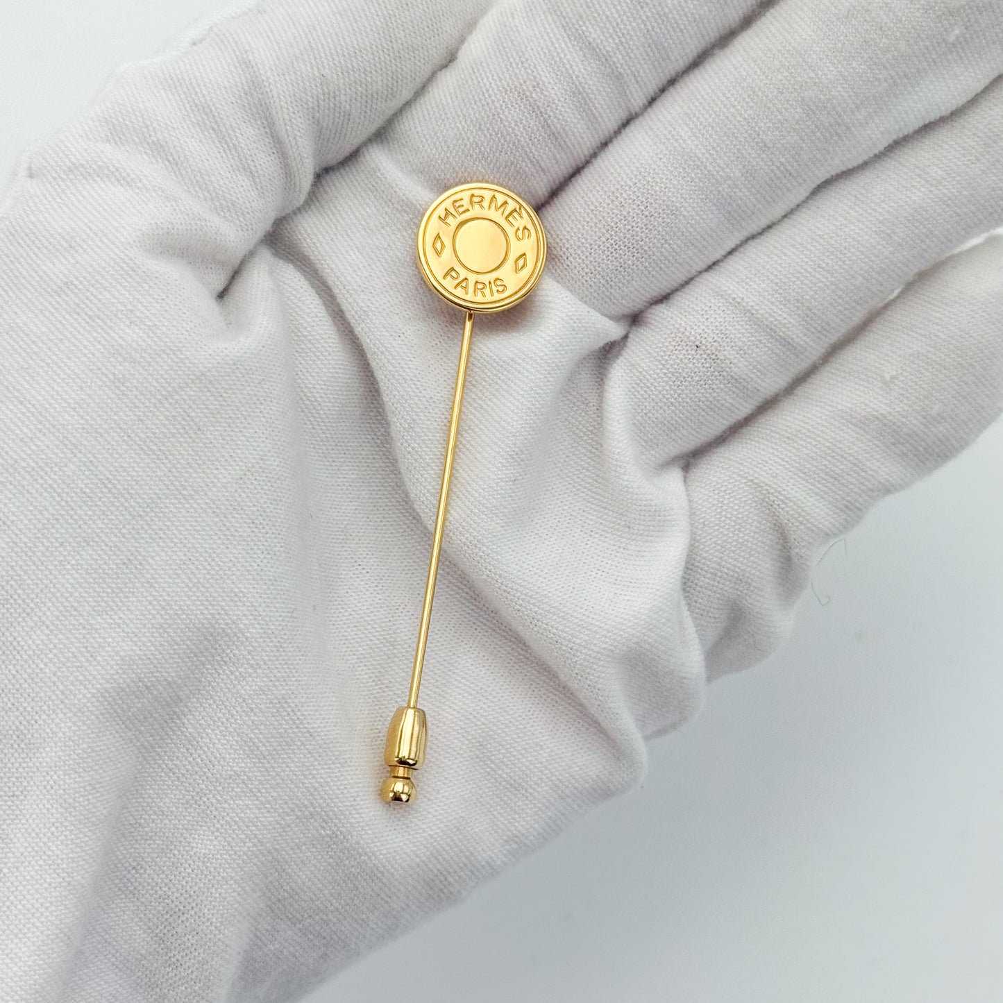 Hermès Clou de Selle Gold-Tone Pin Brooch