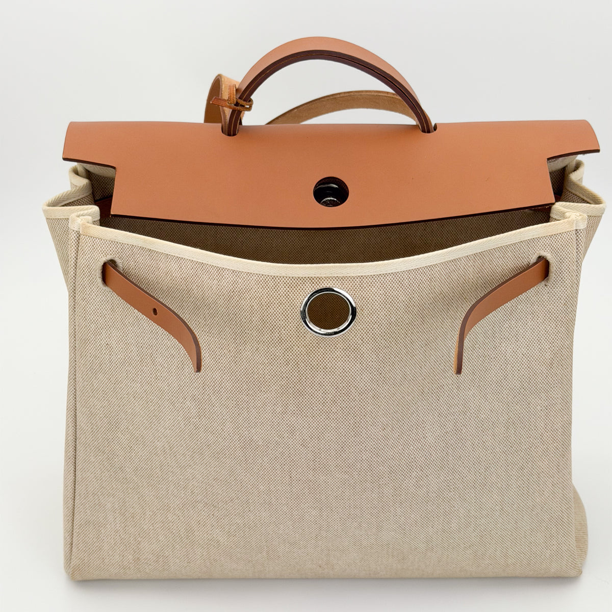 Hermès Écru Toile H & Natural Vache Hunter Herbag Messenger 39 (RRP £3,400) | Authentic Preloved