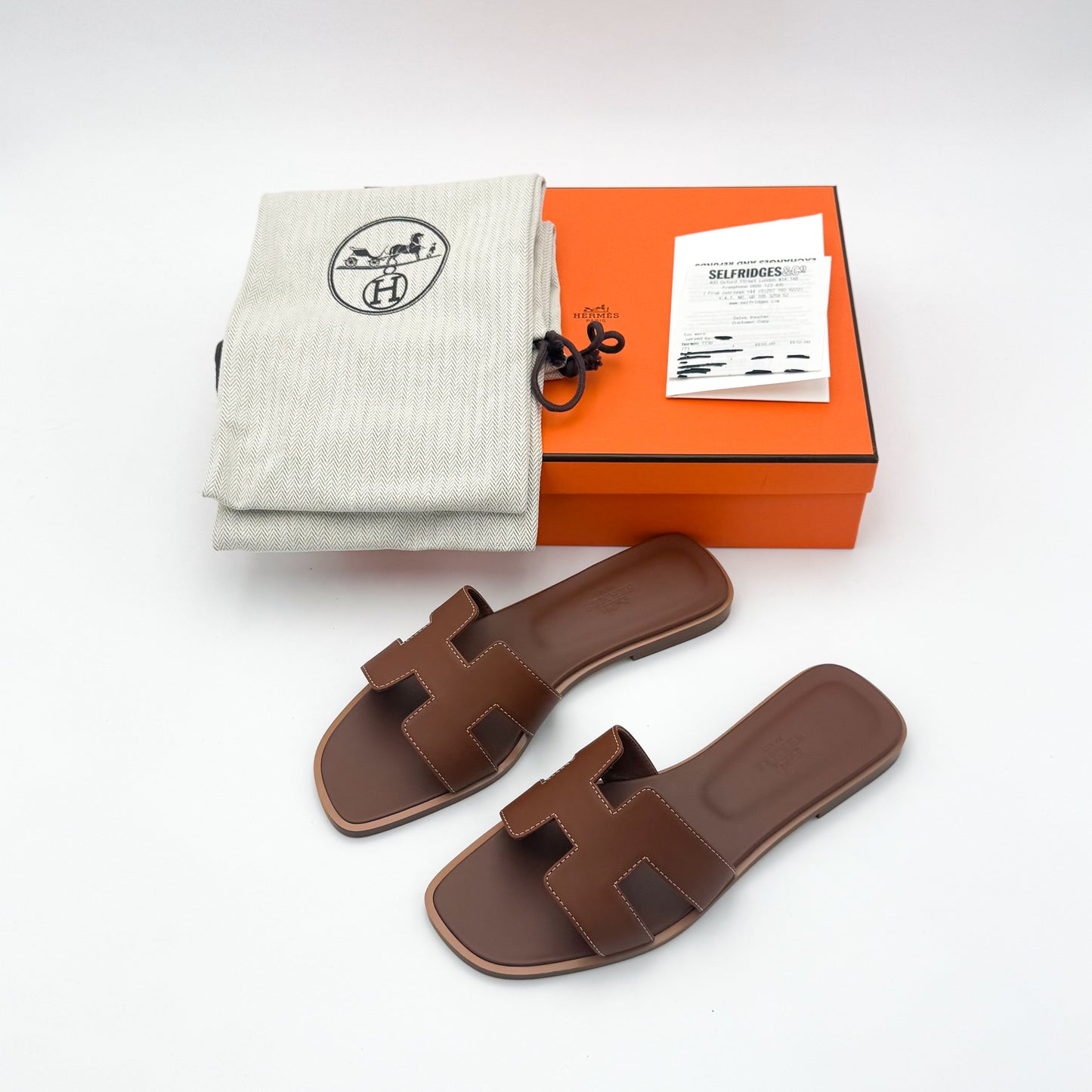 Hermès Oran Sandals Gold Leather - Size 36.5