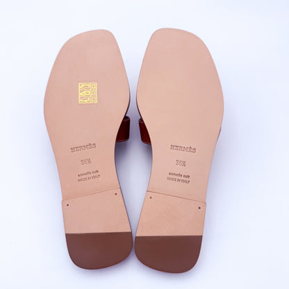 Hermès Oran Sandals Gold Leather - Size 36.5