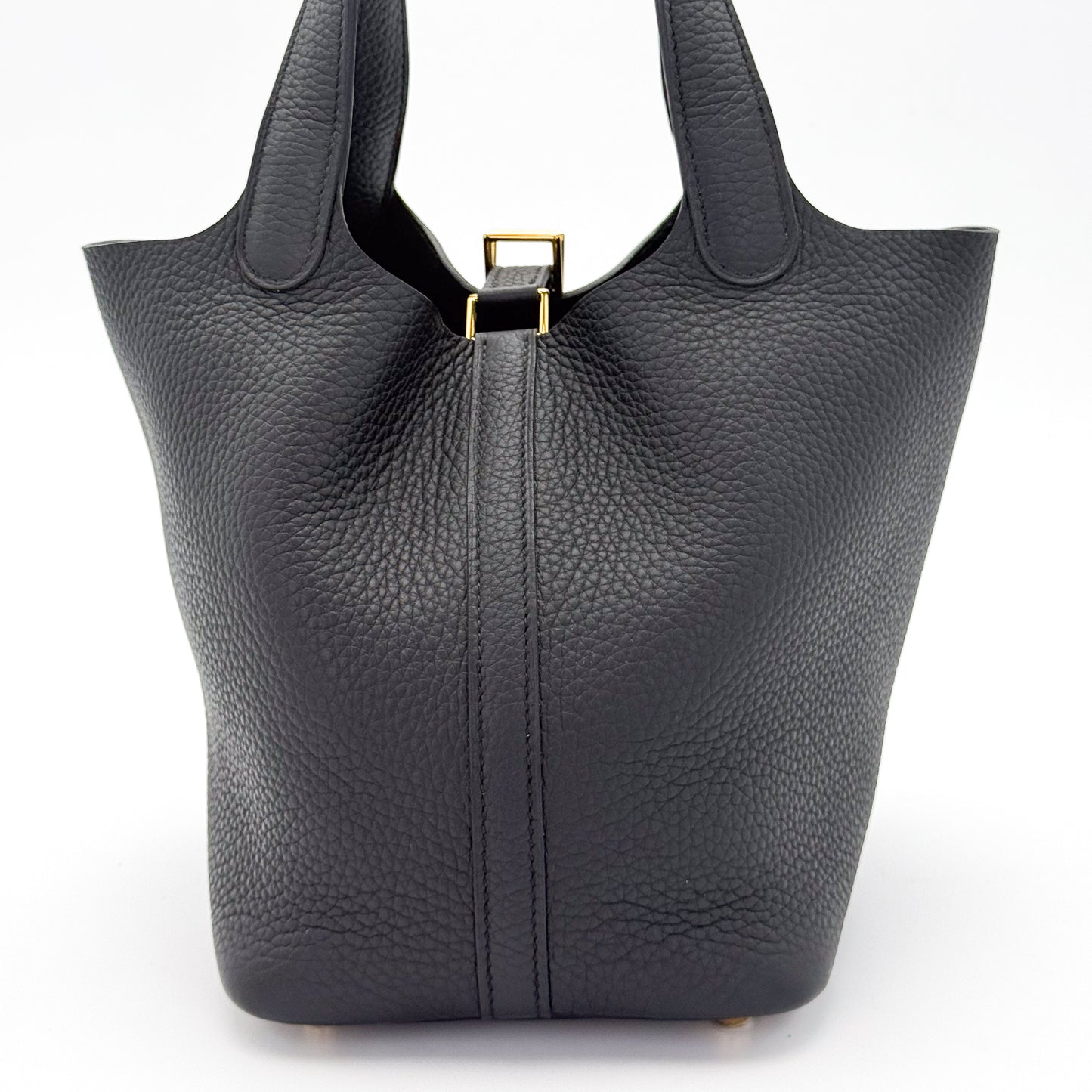 Hermès Picotin 18 Lock in Noir Clemence Leather from the back