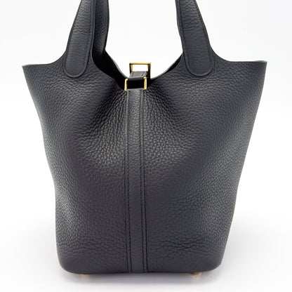 Hermès Picotin 18 Lock in Noir Clemence Leather from the back