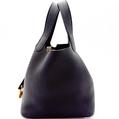 Hermès Picotin 18 Lock in Clemence Noir Leather