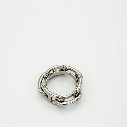 Hermes Regate Scarf Ring Chaine-d Ancre in Palladium Finish Main View
