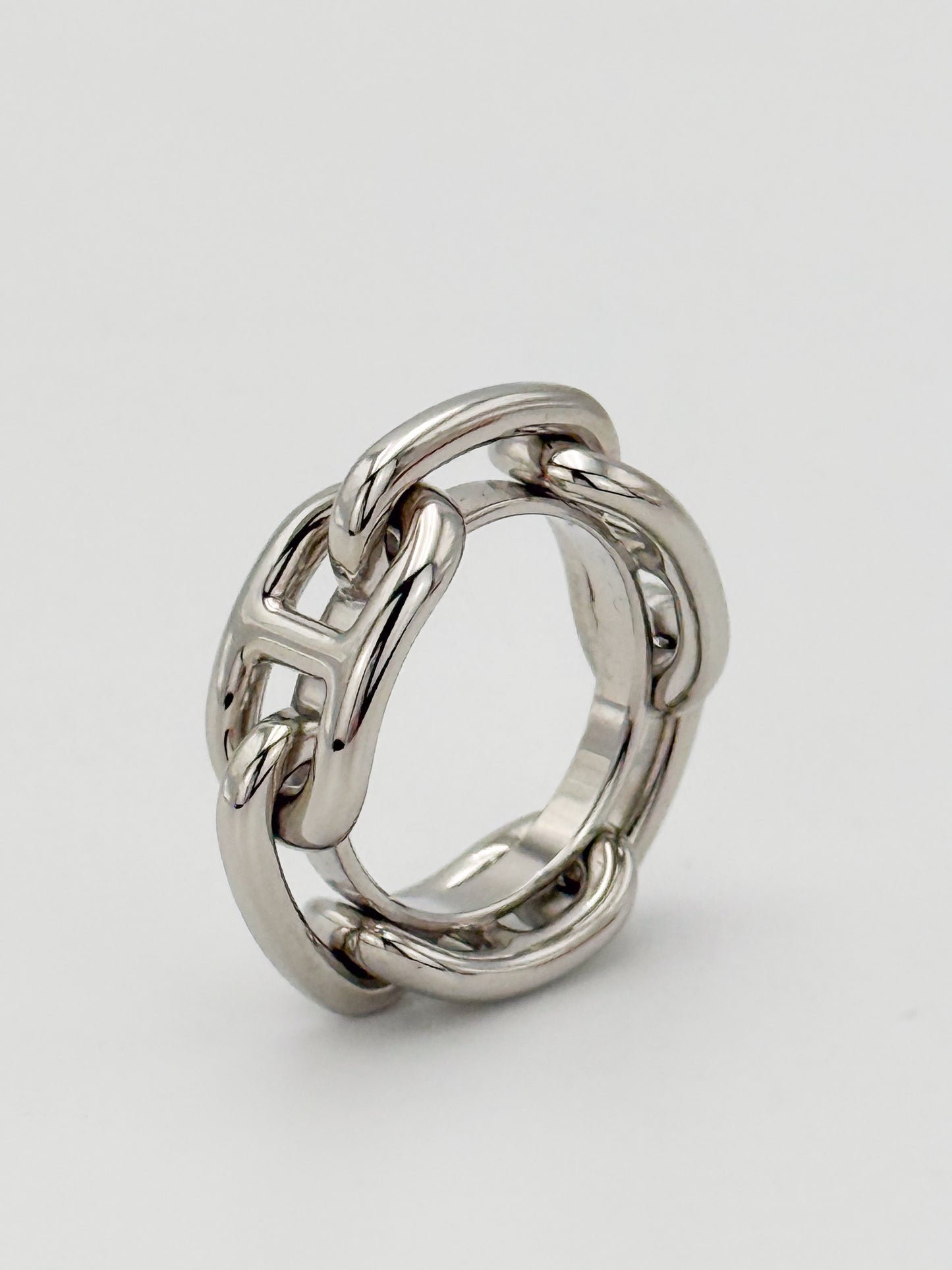 Hermès Regate Chaine d’Ancre Scarf Ring in Palladium Finish