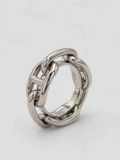 Hermès Regate Chaine d’Ancre Scarf Ring in Palladium Finish