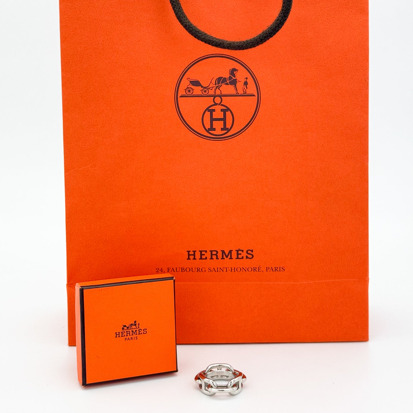 Hermès Regate Chaine d’Ancre Scarf Ring in Palladium Finish