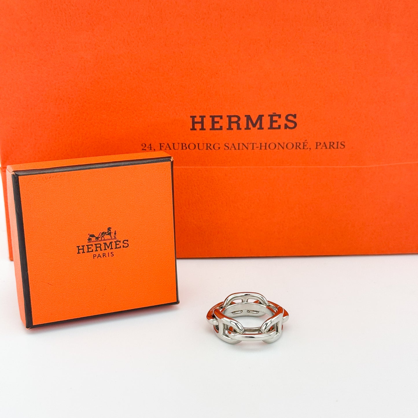 Hermès Regate Chaine d’Ancre Scarf Ring in Palladium Finish