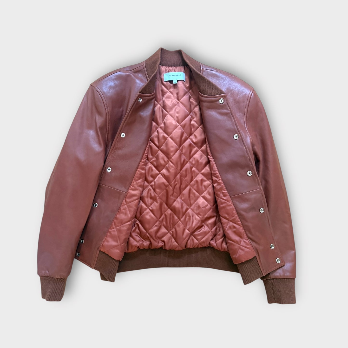 Equipment Leather Bomber Jacket