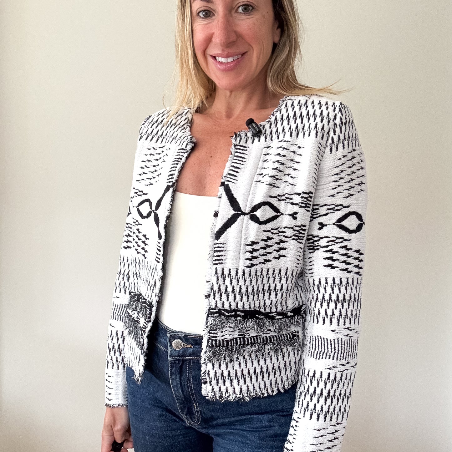 IRO Kerr Open Ikat Fringed Jacket - Size 38