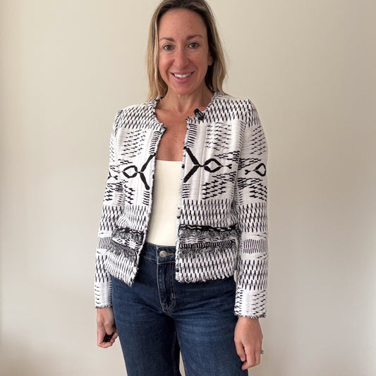 IRO Kerr Open Ikat Fringed Jacket - Size 38