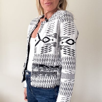 IRO Kerr Open Ikat Fringed Jacket - Size 38