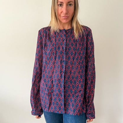 Issa London Printed Silk Blouse - Size 8