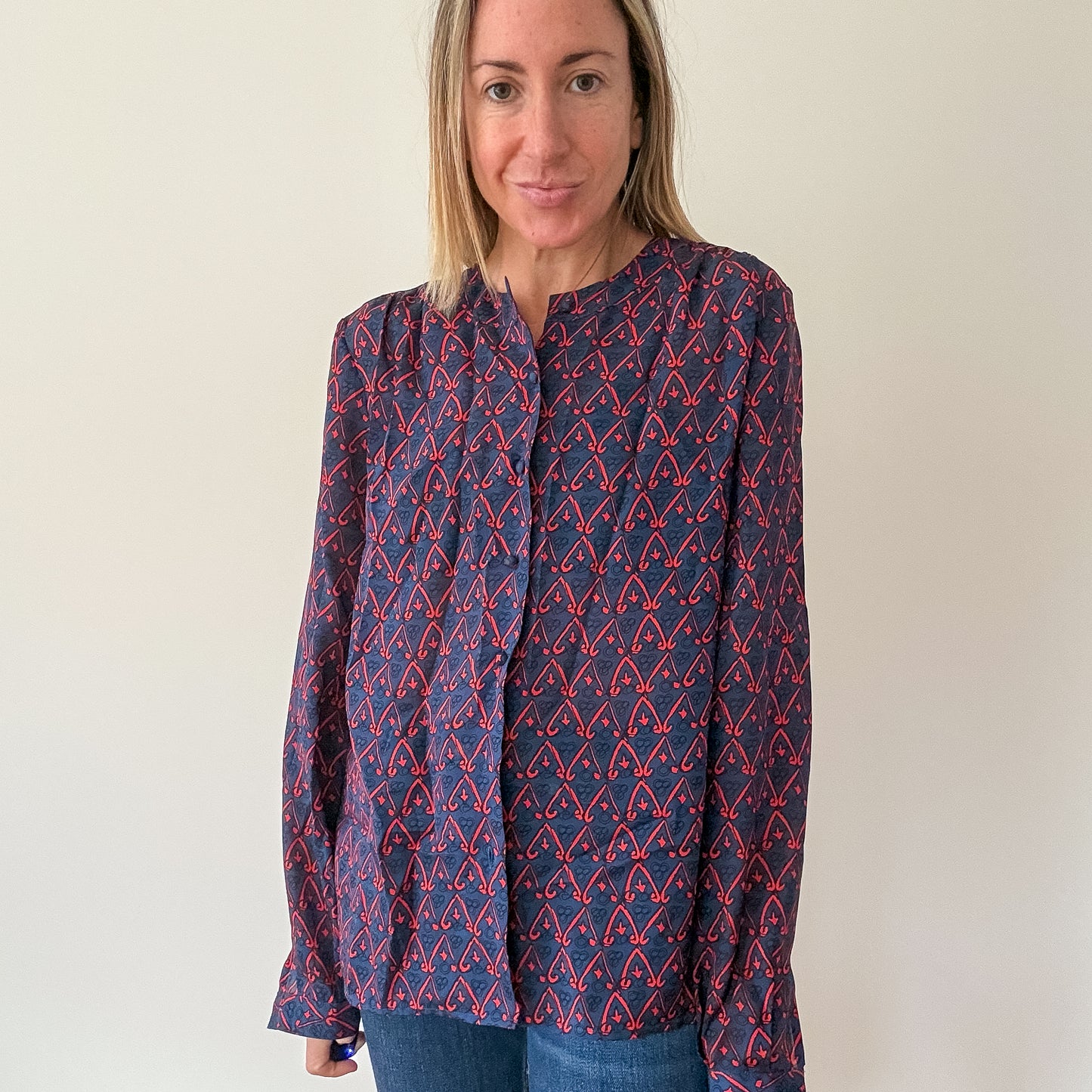 Issa London Printed Silk Blouse - Size 8