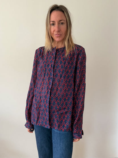 Issa London Printed Silk Blouse - Size 8