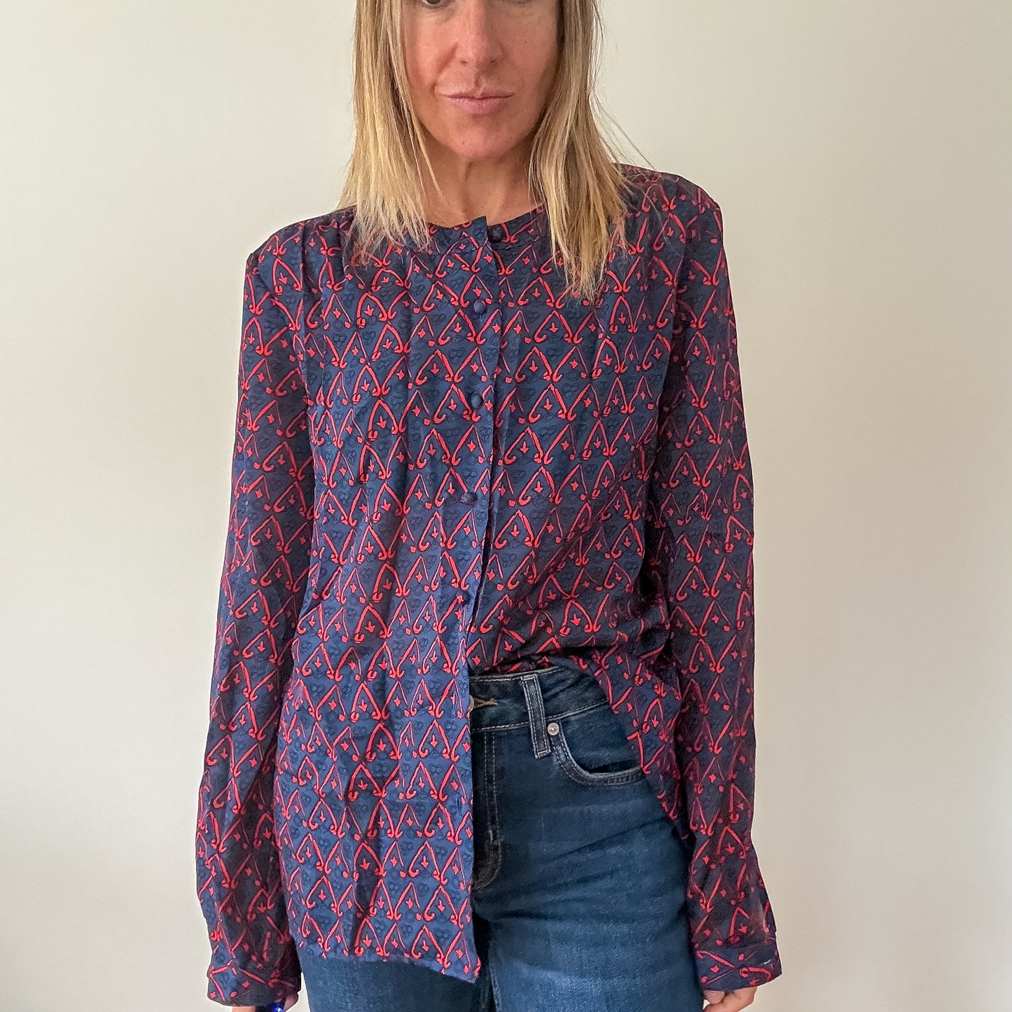 Issa London Printed Silk Blouse - Size 8
