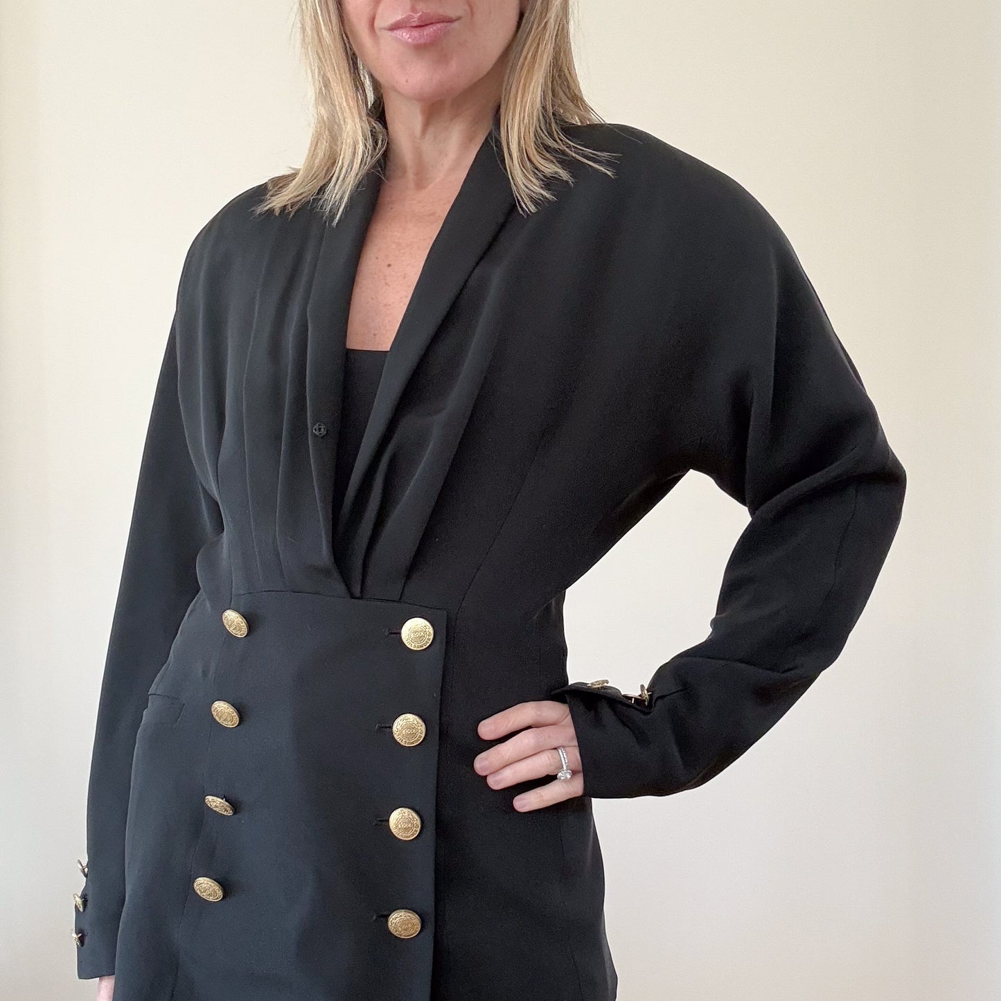 Jil Sander 1990s Black Draped Blazer - Size 12