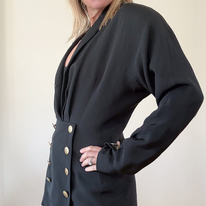 Jil Sander 1990s Black Draped Blazer - Size 12