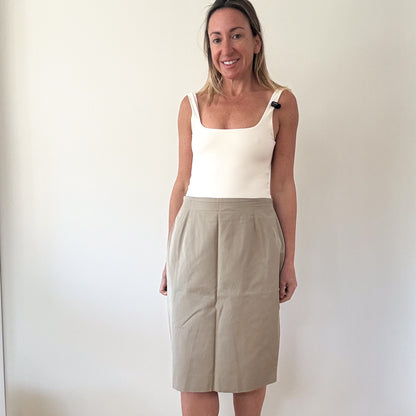 Jil Sander Beige Cotton Pencil Skirt - Size 8