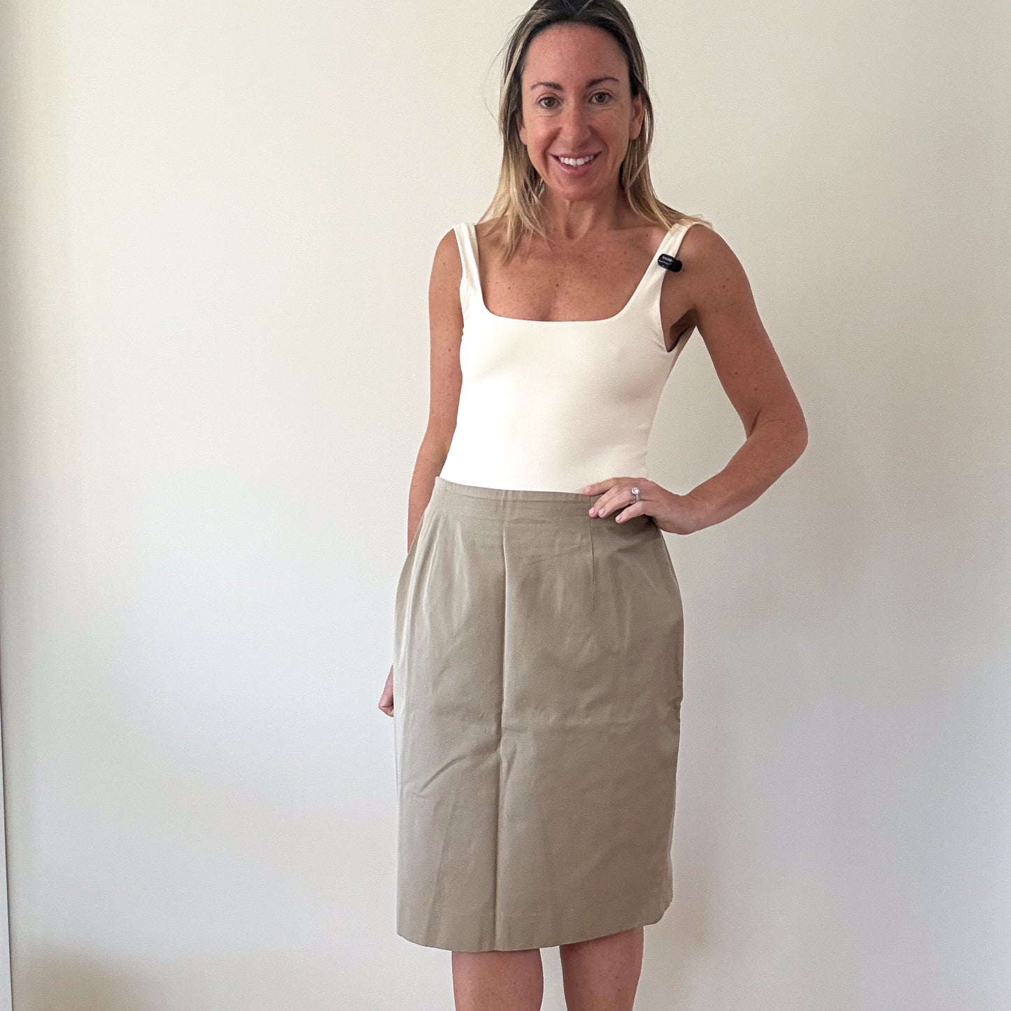 Jil Sander Beige Cotton Pencil Skirt - Size 8