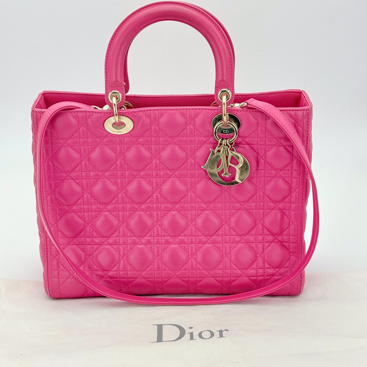 Lady Dior Large Quilted Leather Tote