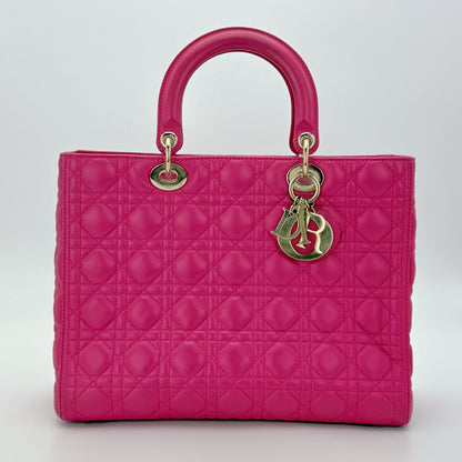 Lady Dior Large Quilted Leather Tote