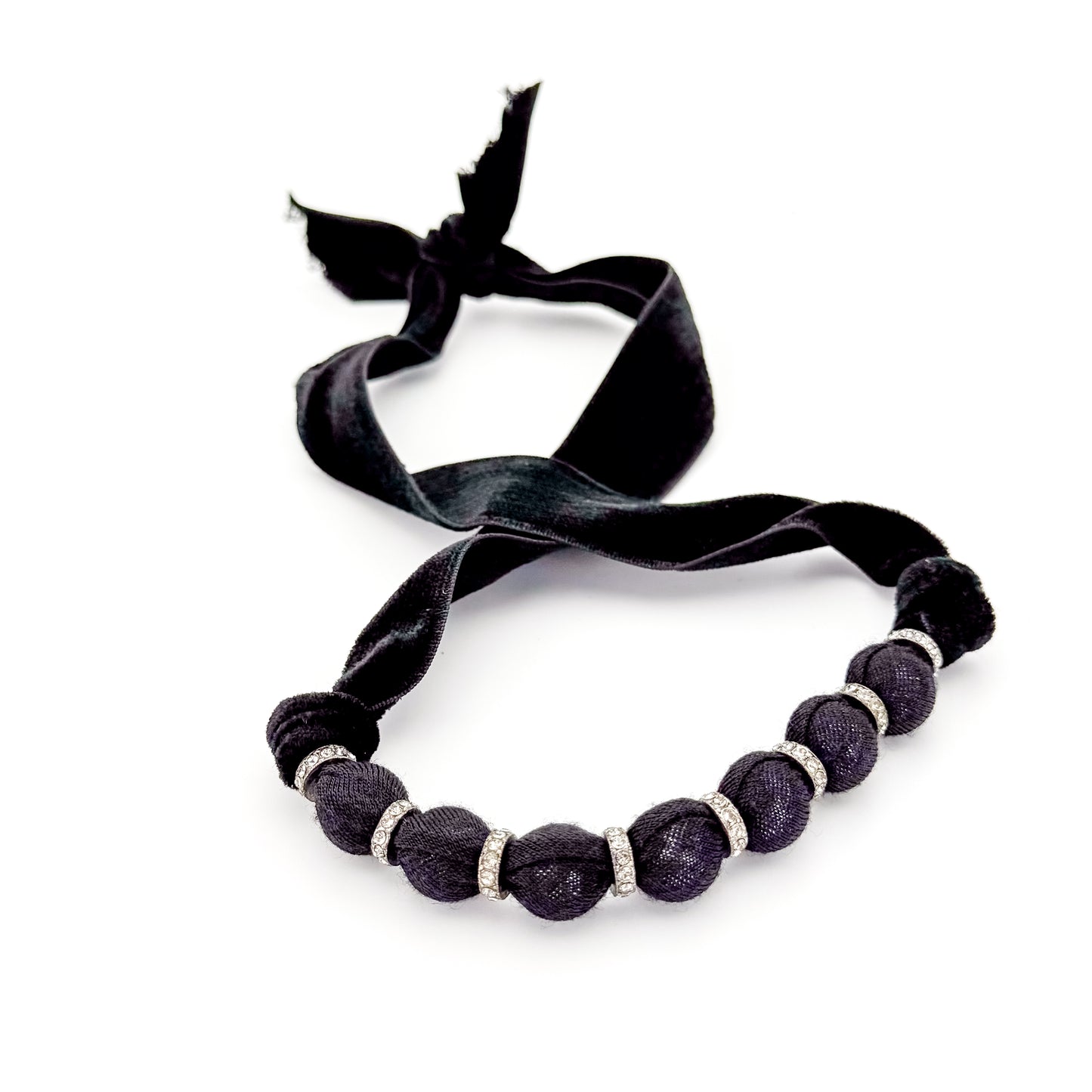 Lanvin Black Bolo Velvet Necklace with Crystal Accents