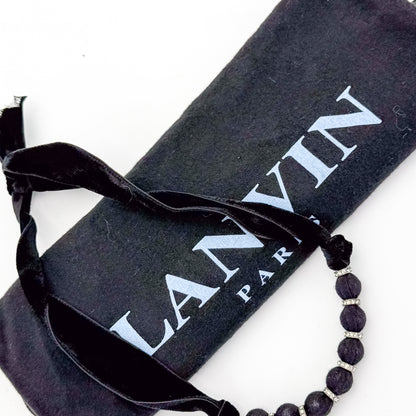 Lanvin Black Bolo Velvet Necklace with Crystal Accents