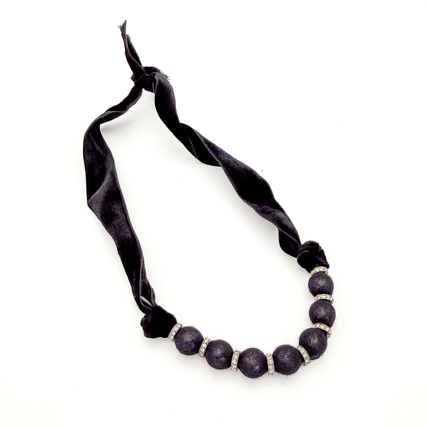 Lanvin Black Bolo Velvet Necklace with Crystal Accents
