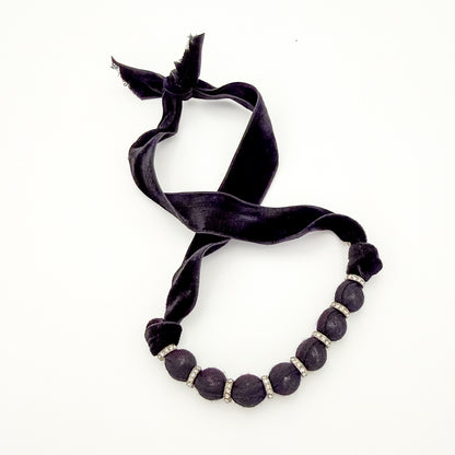 Lanvin Black Bolo Velvet Necklace with Crystal Accents
