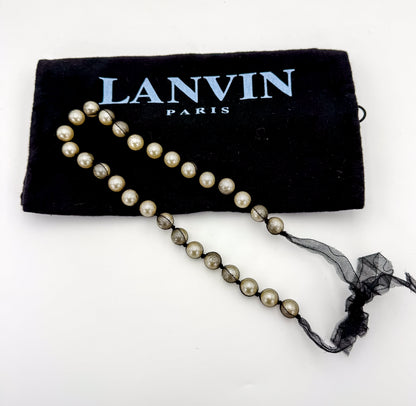Lanvin Knotted Mesh Oversized Pearl Necklace