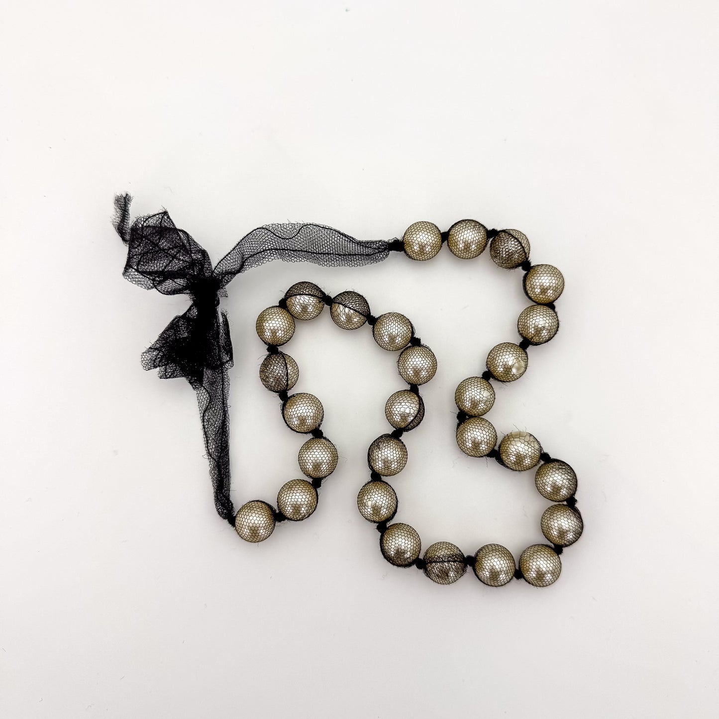 Lanvin Knotted Mesh Oversized Pearl Necklace