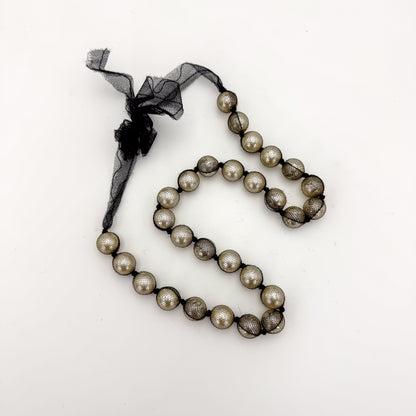 Lanvin Knotted Mesh Oversized Pearl Necklace