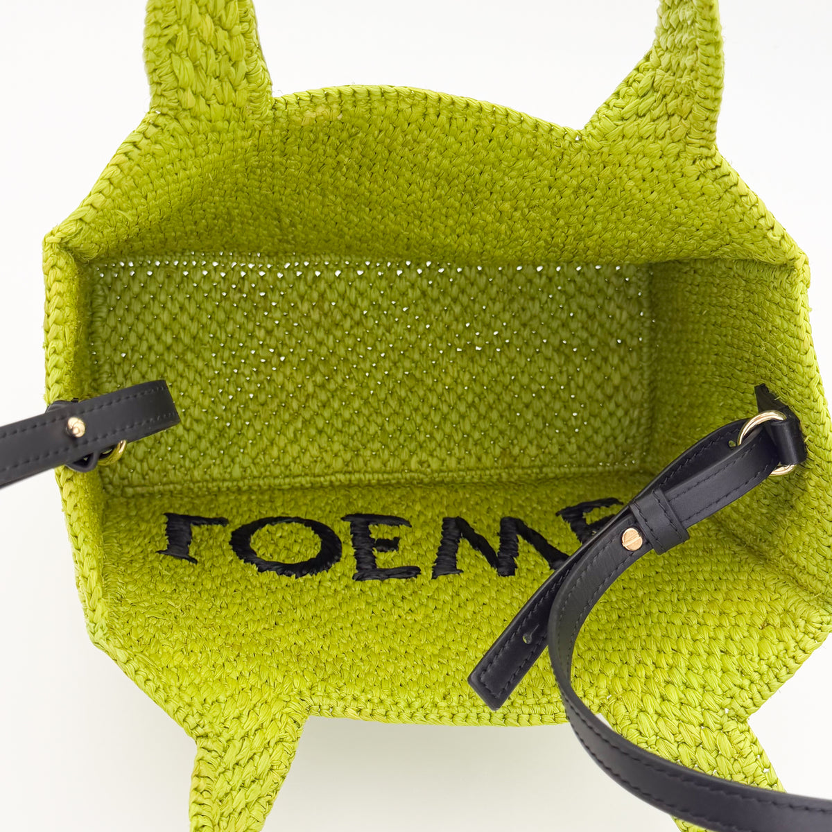Loewe Font Tote interior view with woven LOEWE logo