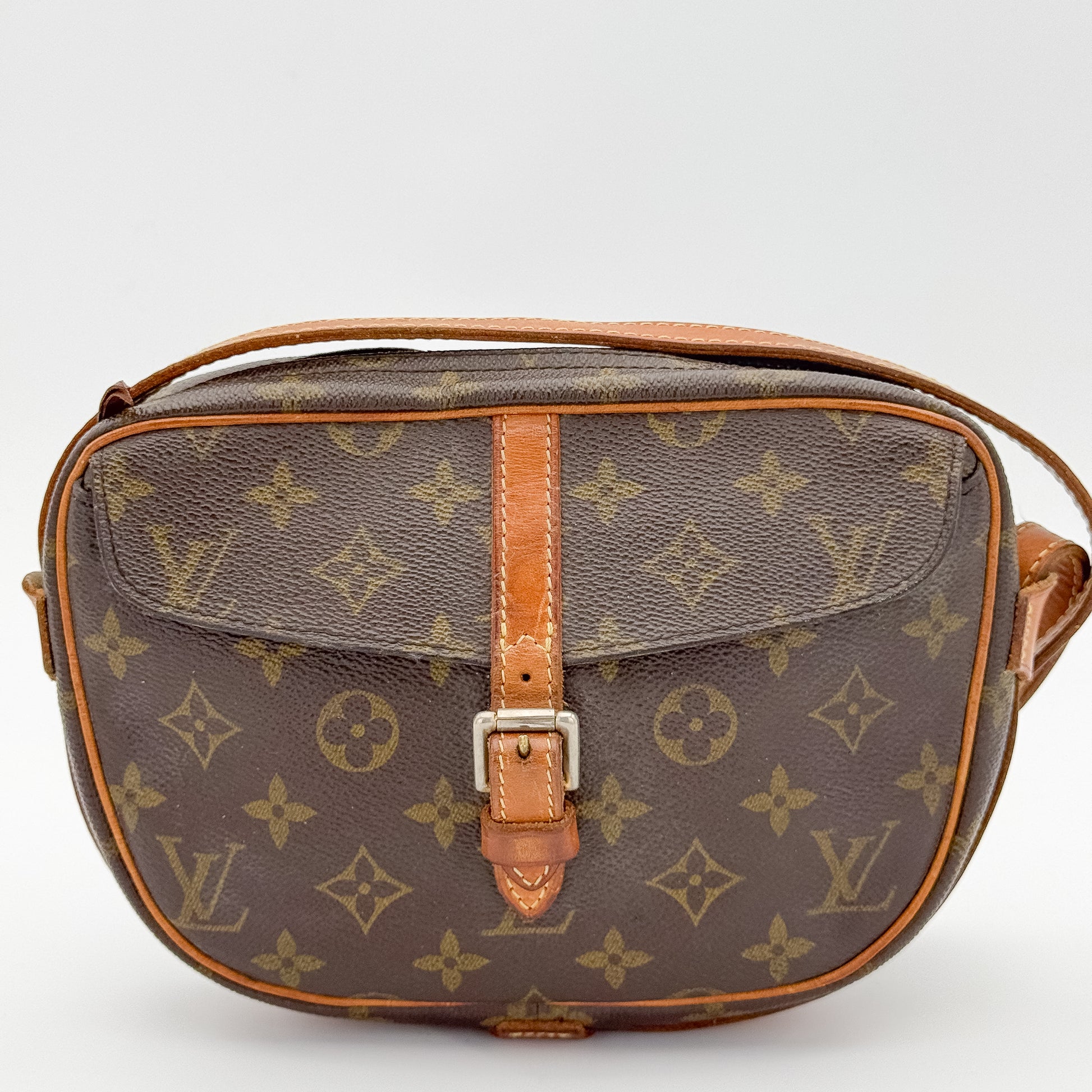 Vintage Louis Vuitton Jeune Fille PM monogram canvas crossbody bag front upright view
