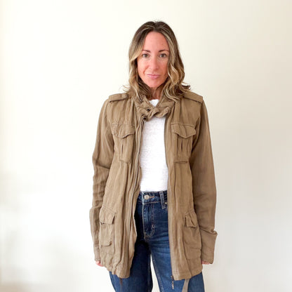 Maison Scotch khaki utility jacket, front view, size UK 10