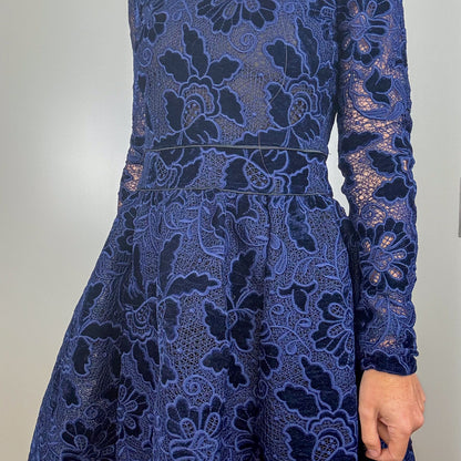 Maje Navy Velvet Floral Lace Dress - Size 8